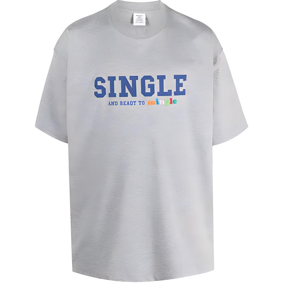 Vetements Single Print Crewneck Short Sleeve T-Shirt Unisex Grey UE52TR190G-GREY