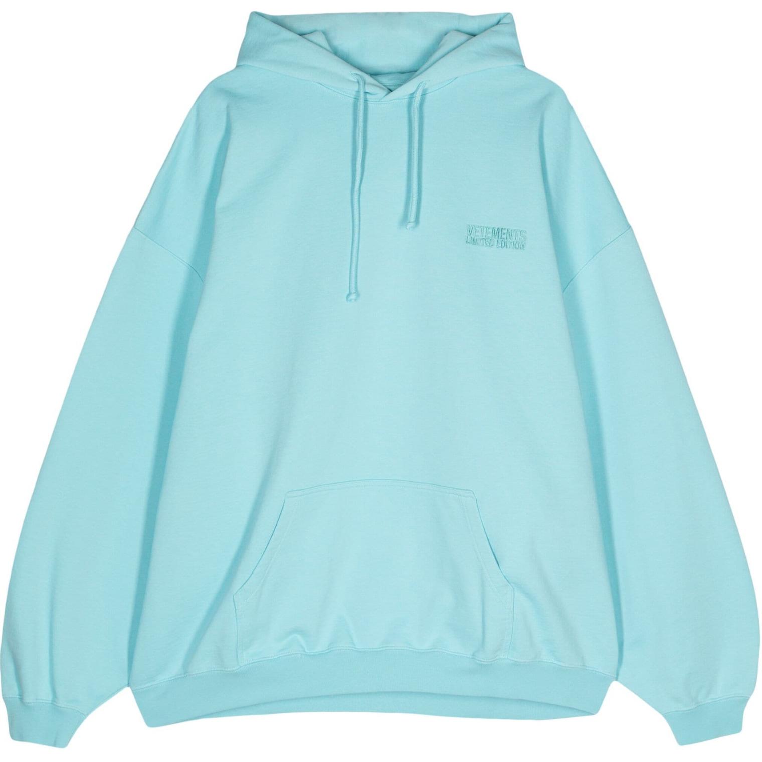 Vetements Sky Blue Logo Embroidered Oversized Hoodie Unisex UE64HD300M-BLUE