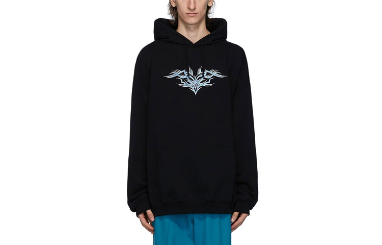 Vetements Small Logo Letter Hoodie Unisex Black UAH21TR637-BLACK