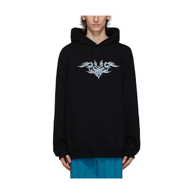 Vetements Small Logo Letter Hoodie Unisex Black UAH21TR637-BLACK