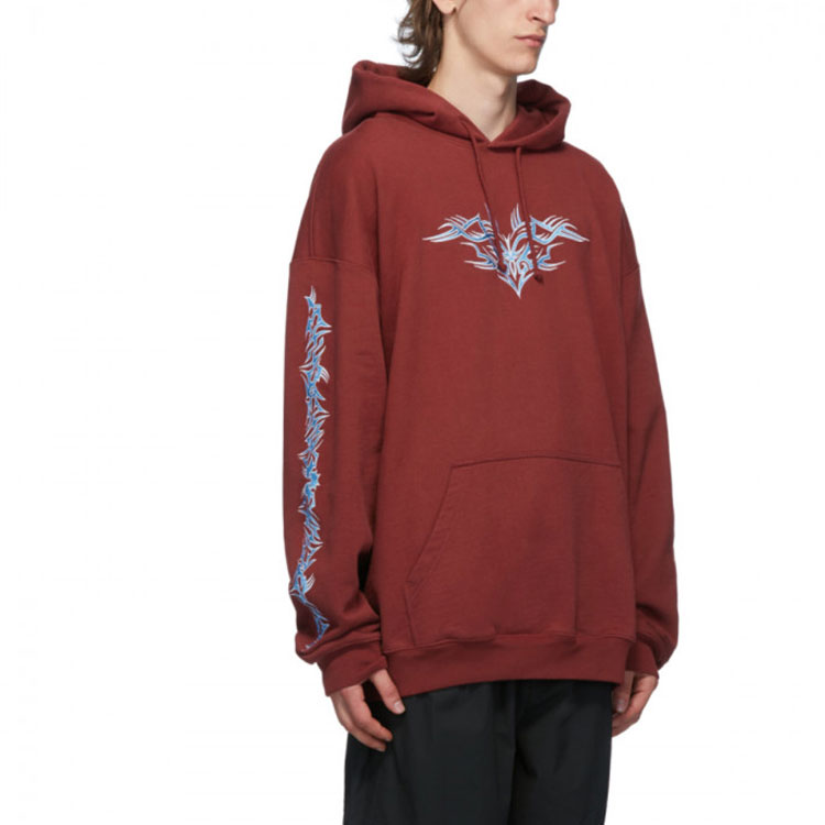 Purchase Vetements Hoodie Logo Kecil Unisex Maroon UAH21TR637-BORDEAUS