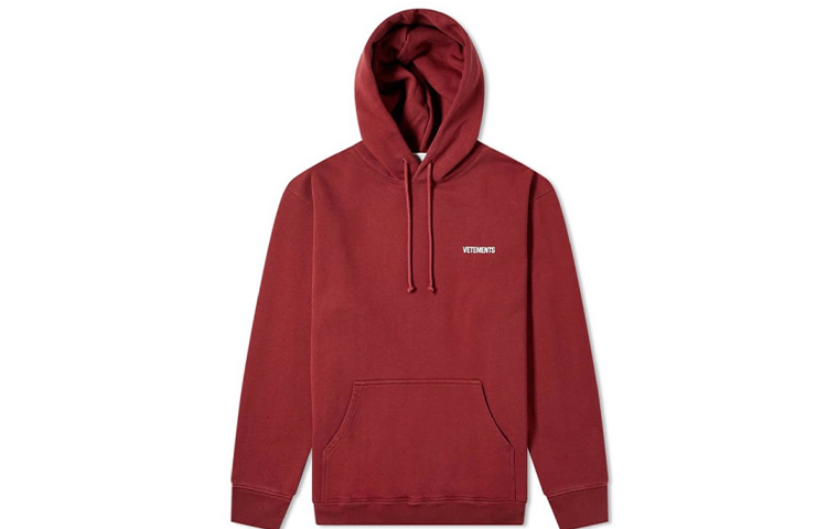 Vetements Small Logo Oversized Hoodie Unisex in Maroon Red UAH21TR535-BORDEAUX