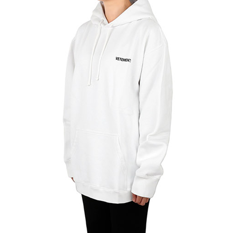 Details for Vetements Hoodie Logo Kecil Oversized Unisex Putih UAH21TR535-WHITE