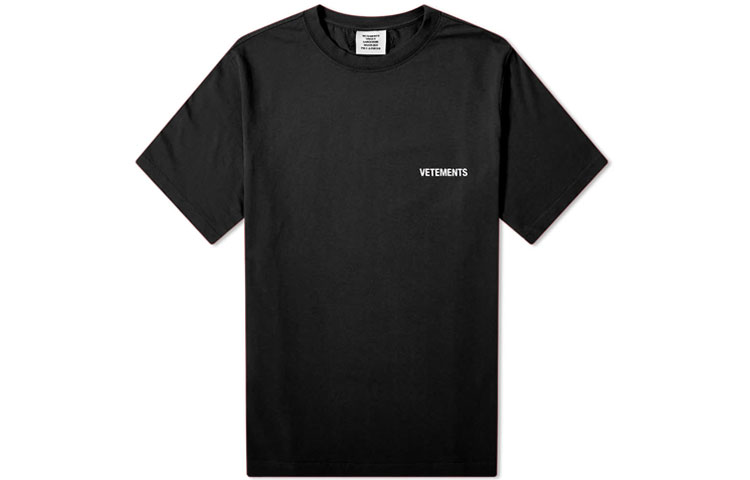 Vetements Small Logo Unisex Black Short Sleeve T-Shirt. UAH21TR501-BK