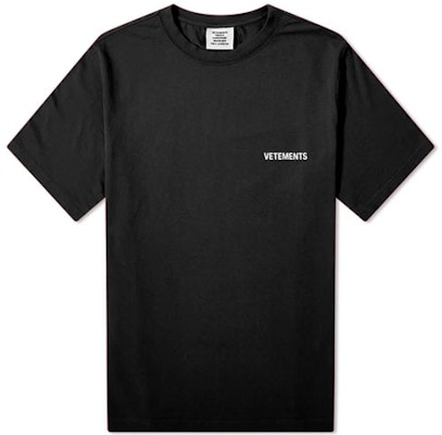 Vetements Baju-T Hitam Unisex Lengan Pendek Logo Kecil. UAH21TR501-BK Buy Vetements Baju-T Hitam Unisex Lengan Pendek Logo Kecil. UAH21TR501-BK