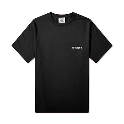 Vetements Small Logo Unisex Black Short Sleeve T-Shirt. UAH21TR501-BK