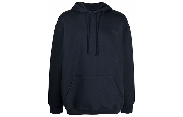 Vetements Solid Color Drawstring Hoodie Unisex Navy Blue UE51TR730N-1604
