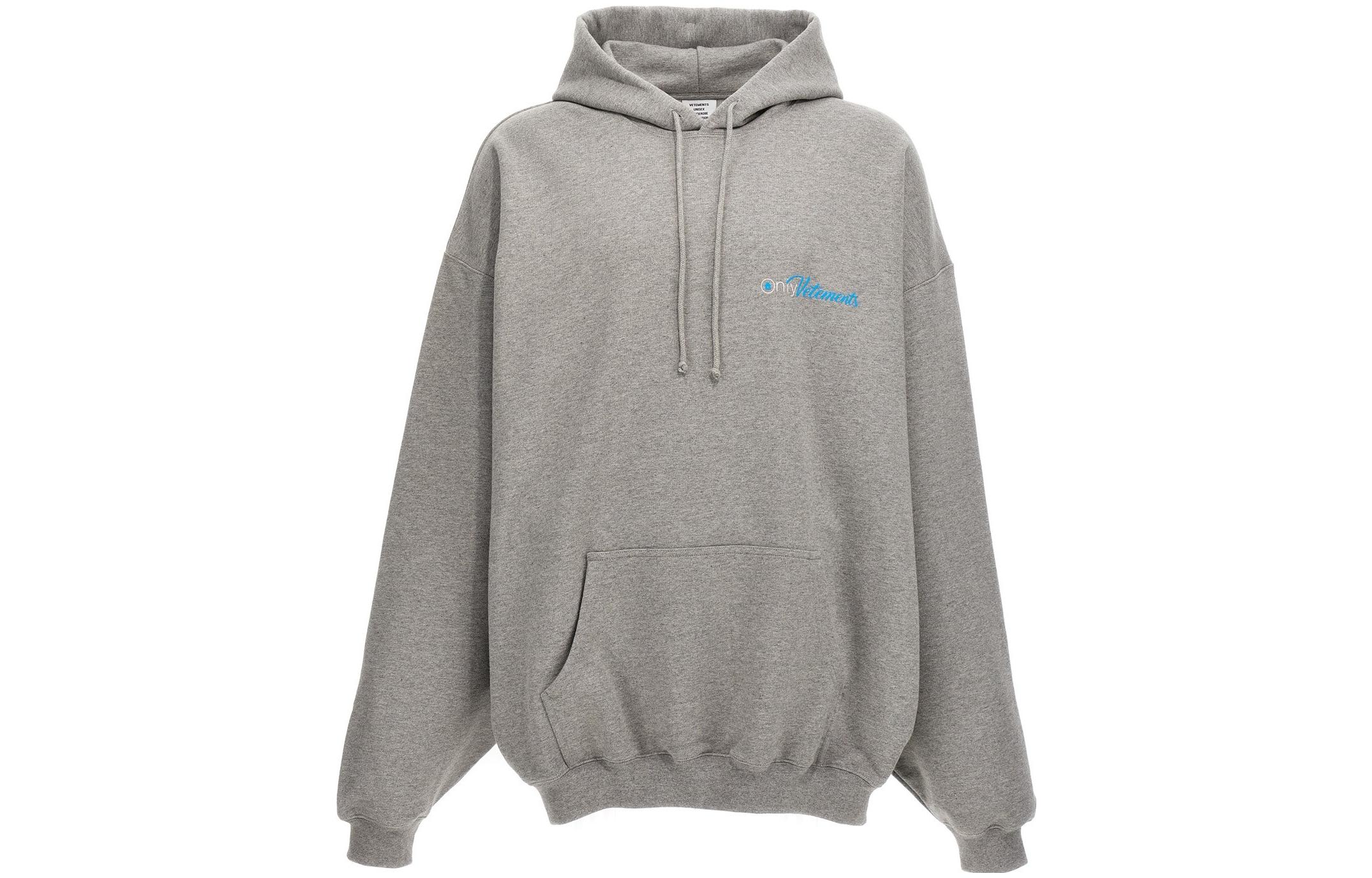 Vetements Solid Color Hoodie Long Sleeve Casual Grey UE54HD300GGREYMELANGE