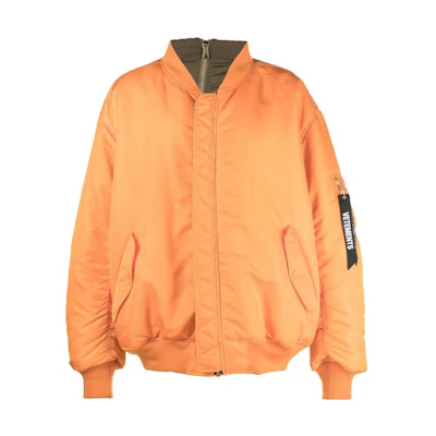 Vetements Solid Color Logo Print Reversible Long Sleeve Jacket UE63JA121O-ORANGE