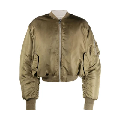Vetements Solid Shiny Baseball Jacket Green VL16JA320G-KHAKI