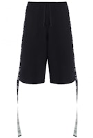 Vetements SS21 Black Logo Cinched Waist Unisex Casual Shorts WSS18PA9-BLACK Vetements SS21 Black Logo Cinched Waist Unisex Casual Shorts WSS18PA9-BLACK