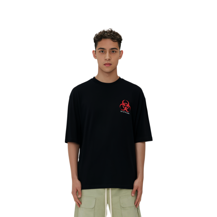 Cheap Vetements SS21 Baju-T Hitam Oversaiz Lelaki dengan Grafik Cetakan. WAH18TR1-BLACK