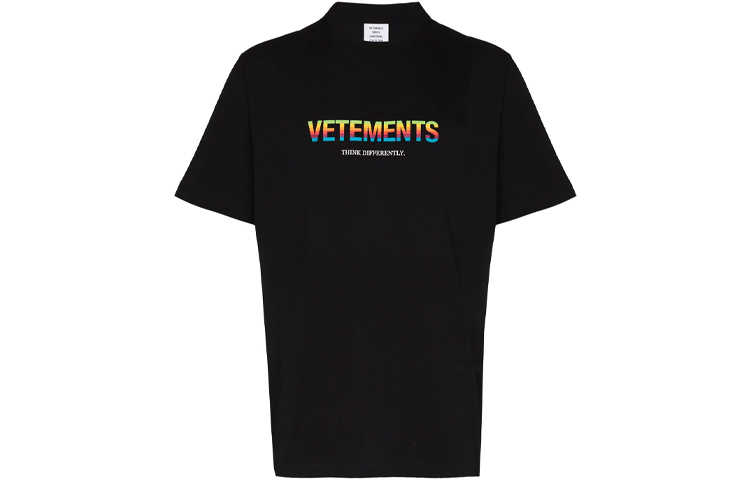 Vetements SS21 Letter Print Black Crewneck Short Sleeve T-Shirt UE51TR620B