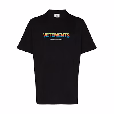 Vetements SS21 Letter Print Black Crewneck Short Sleeve T-Shirt UE51TR620B