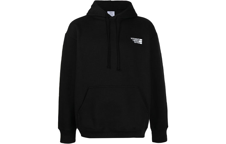 Vetements SS21 Logo Graphic Hoodie Black Unisex Pullover UE51TR730LOGO-BLACK