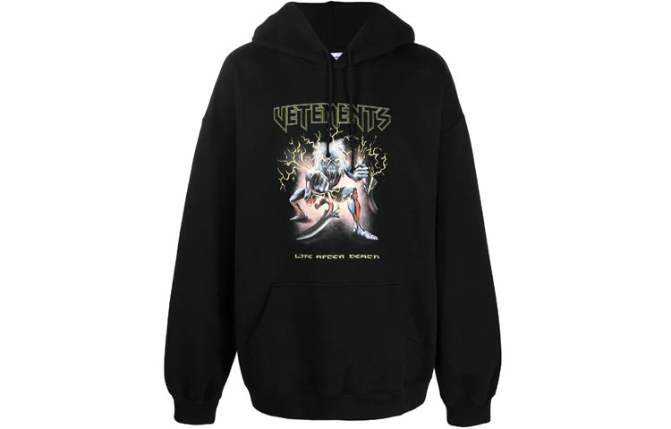 Vetements SS21 Logo Graphic Print Hoodie Black UE51TR580B