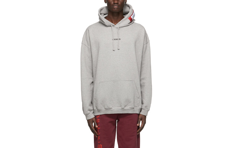 Vetements SS21 Logo Patch Hoodie Grey Mens 211669M202022