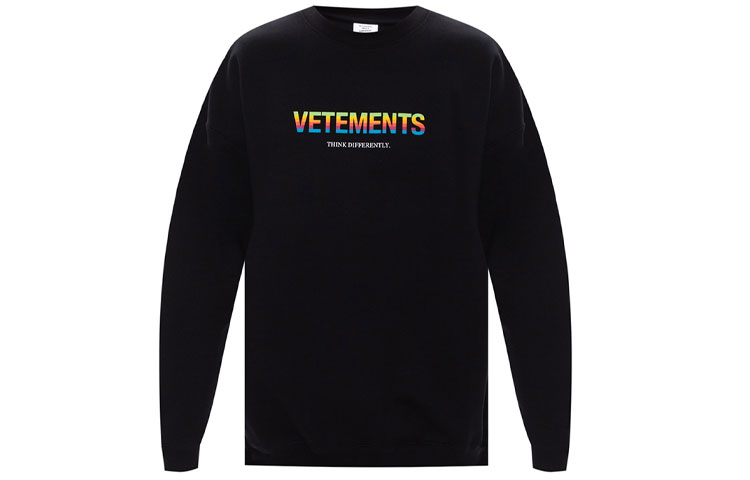 Vetements SS21 Logo Print Crewneck Sweatshirt Black UE51TR630B