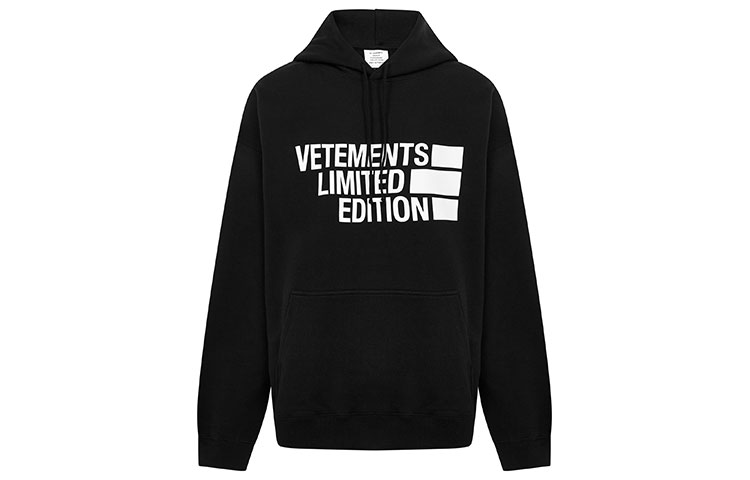 Vetements SS21 Logo Print Hoodie Black Unisex UE51TR820B-BLACK
