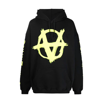 Vetements SS21 Logo Print Hoodie Black Yellow UA52TR830Y