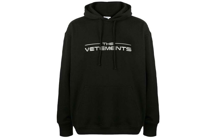 Vetements SS21 Logo Print Hoodie Unisex Black UE51TR420-BLACK