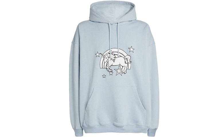 Vetements SS21 Magic Unicorn Oversized Cartoon Hoodie Blue Men’s 211669M202026