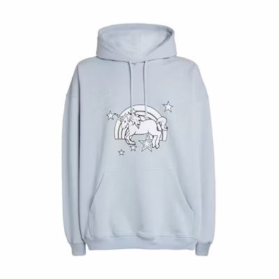 Vetements SS21 Magic Unicorn Oversized Cartoon Hoodie Blue Men’s 211669M202026