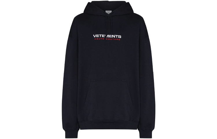 Vetements SS21 Oversized Black Hoodie with Letter Logo Print Men’s UE51TR480N