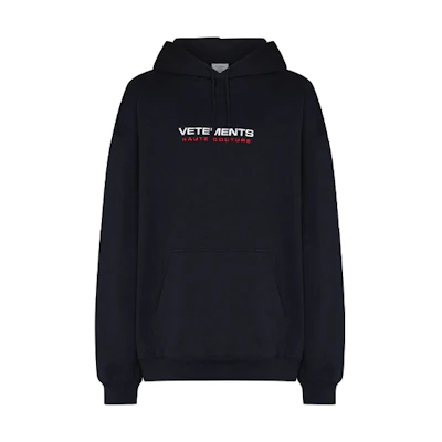 Vetements SS21 Oversized Black Hoodie with Letter Logo Print Men’s UE51TR480N
