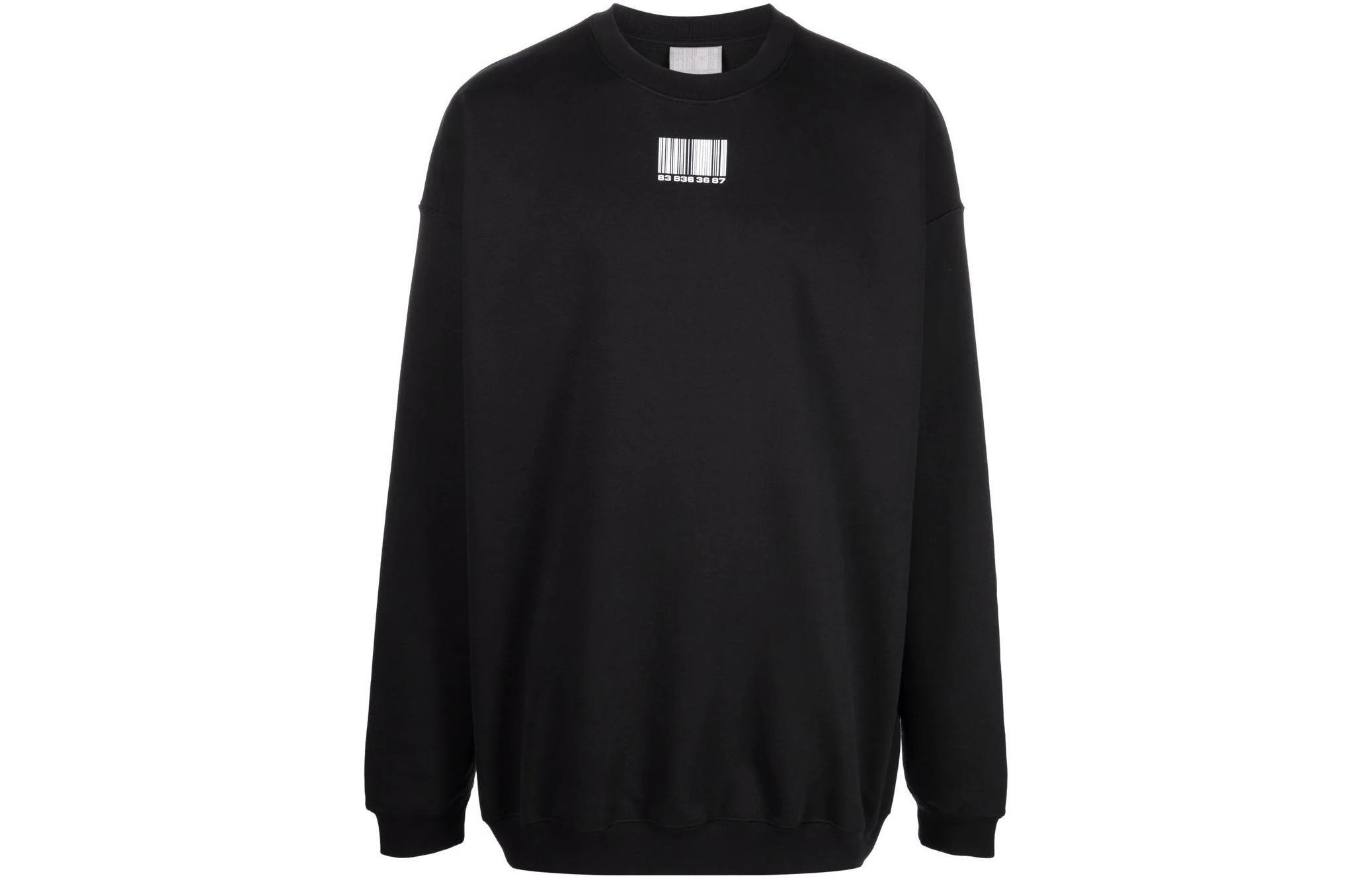 Vetements SS22 Barcode Print Crewneck Sweatshirt Black Long Sleeve VL12TR140BB