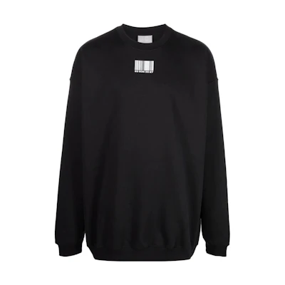 Vetements SS22 Barcode Print Crewneck Sweatshirt Black Long Sleeve VL12TR140BB