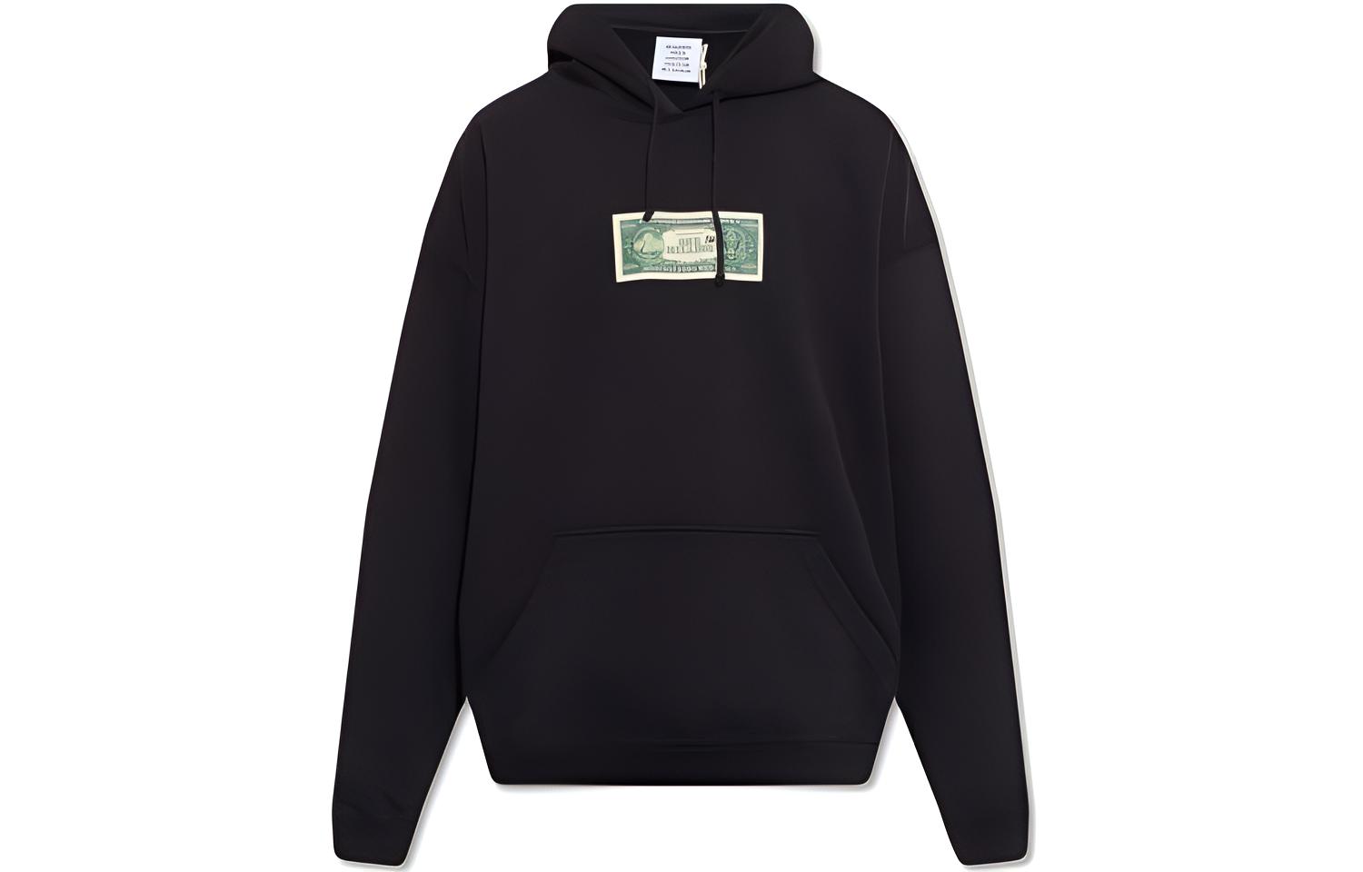 Vetements SS22 Black Money Print Hoodie Long Sleeve UA53HD140B1606BLACK