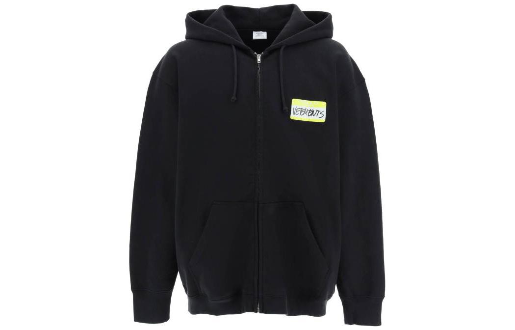 Vetements SS22 Full-Zip Logo Hoodie Jacket Black UA53HD200B1606