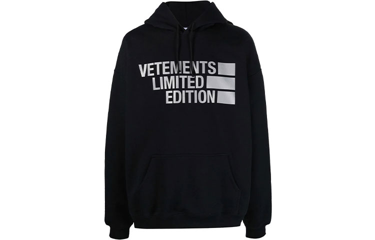Vetements SS22 Limited Edition Logo Print Unisex Hoodie Black UE52TR400S-1605