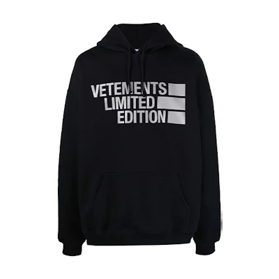 Vetements SS22 Limited Edition Logo Print Unisex Hoodie Black UE52TR400S-1605