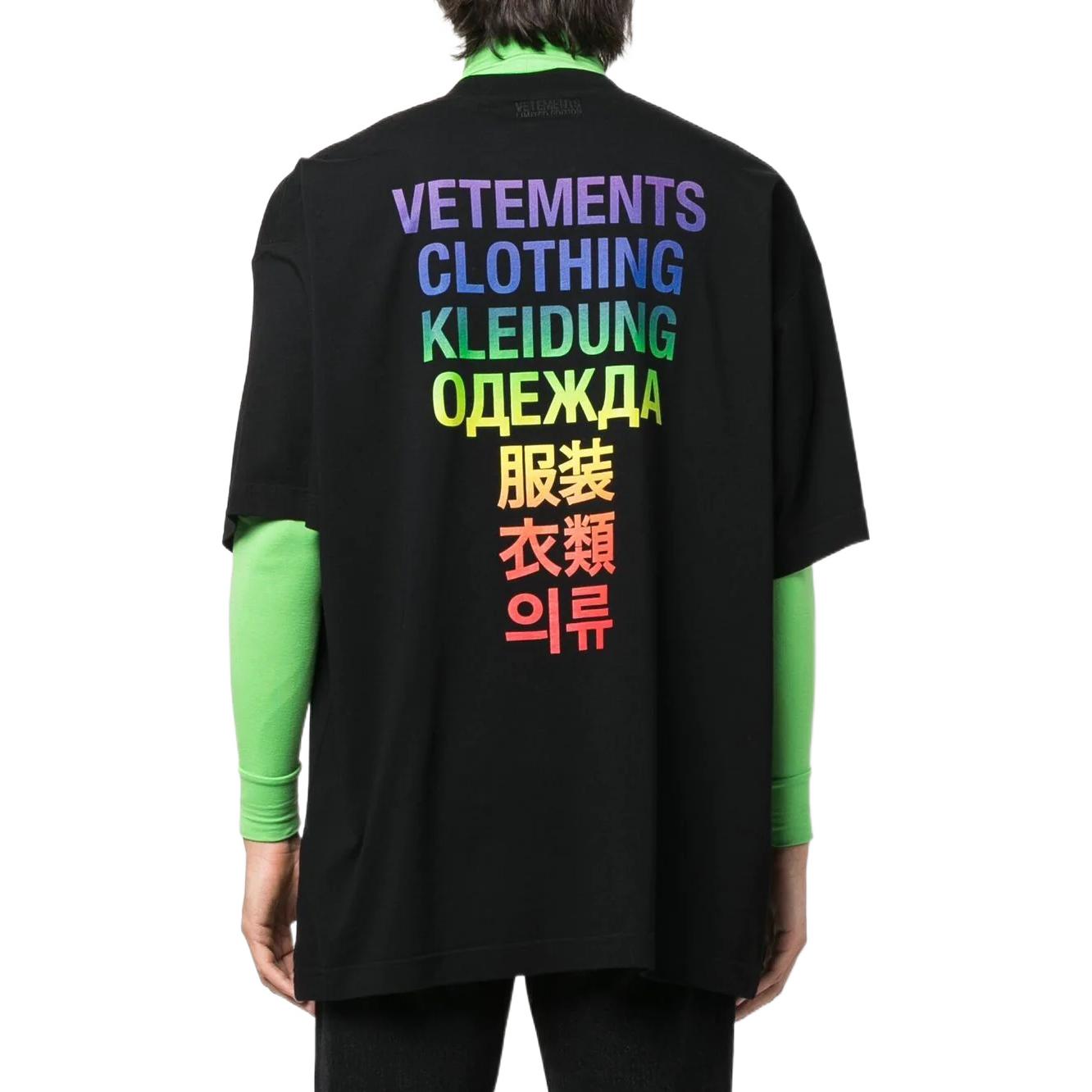 Shop Vetements SS22 Logo Cetak Hitam Kemeja-T Lengan Pendek Lelaki UA53TR100X1611