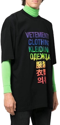 Vetements SS22 Logo Cetak Hitam Kemeja-T Lengan Pendek Lelaki UA53TR100X1611 Purchase Vetements SS22 Logo Cetak Hitam Kemeja-T Lengan Pendek Lelaki UA53TR100X1611