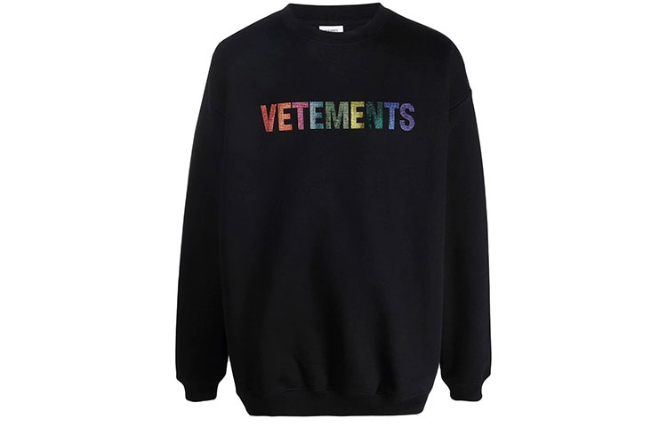 Vetements SS22 Logo Print Crewneck Sweatshirt Unisex Black UE52TR520B1605BLACK
