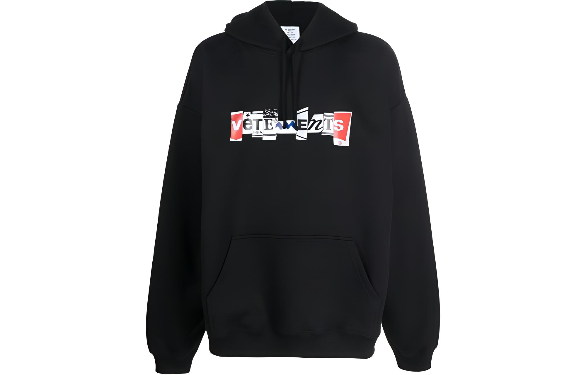Vetements SS22 Logo Print Hoodie Black Unisex Fall Season UA53HD240B