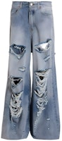 Vetements SS23 Distressed Wide-Leg Denim Jeans Light Blue. UE63PA300LLIGHTBLUE Vetements SS23 Distressed Wide-Leg Denim Jeans Light Blue. UE63PA300LLIGHTBLUE