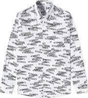 Vetements SS23 All-Over Letter Print Loose Long Sleeve Shirt White UE63SH161W-WHITE Vetements SS23 All-Over Letter Print Loose Long Sleeve Shirt White UE63SH161W-WHITE