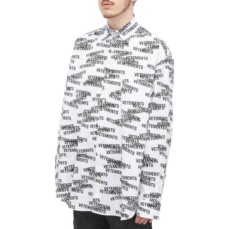 Purchase 베트멍 SS23 올오버 레터 프린트 루즈핏 화이트 긴팔 셔츠 UE63SH161W-WHITE