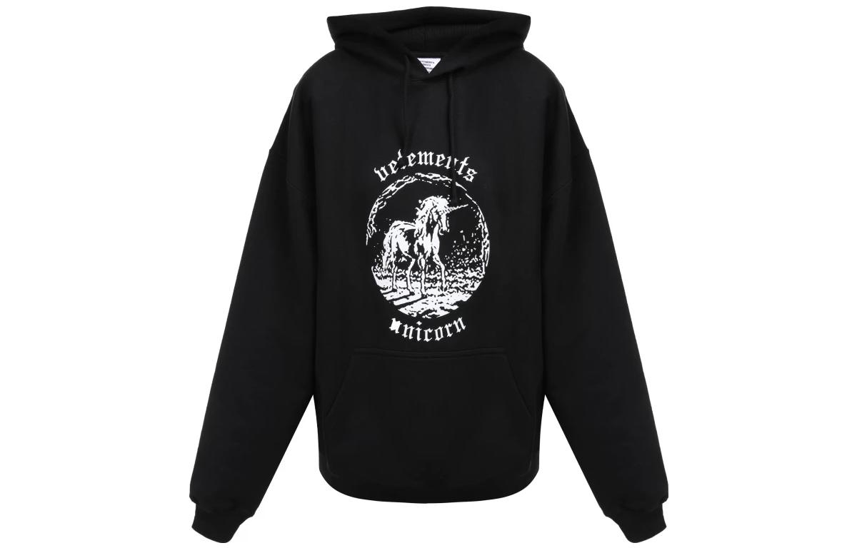 Vetements SS23 Alphabet Animal Print Hoodie Unisex Black UE63HD991B-BLACK