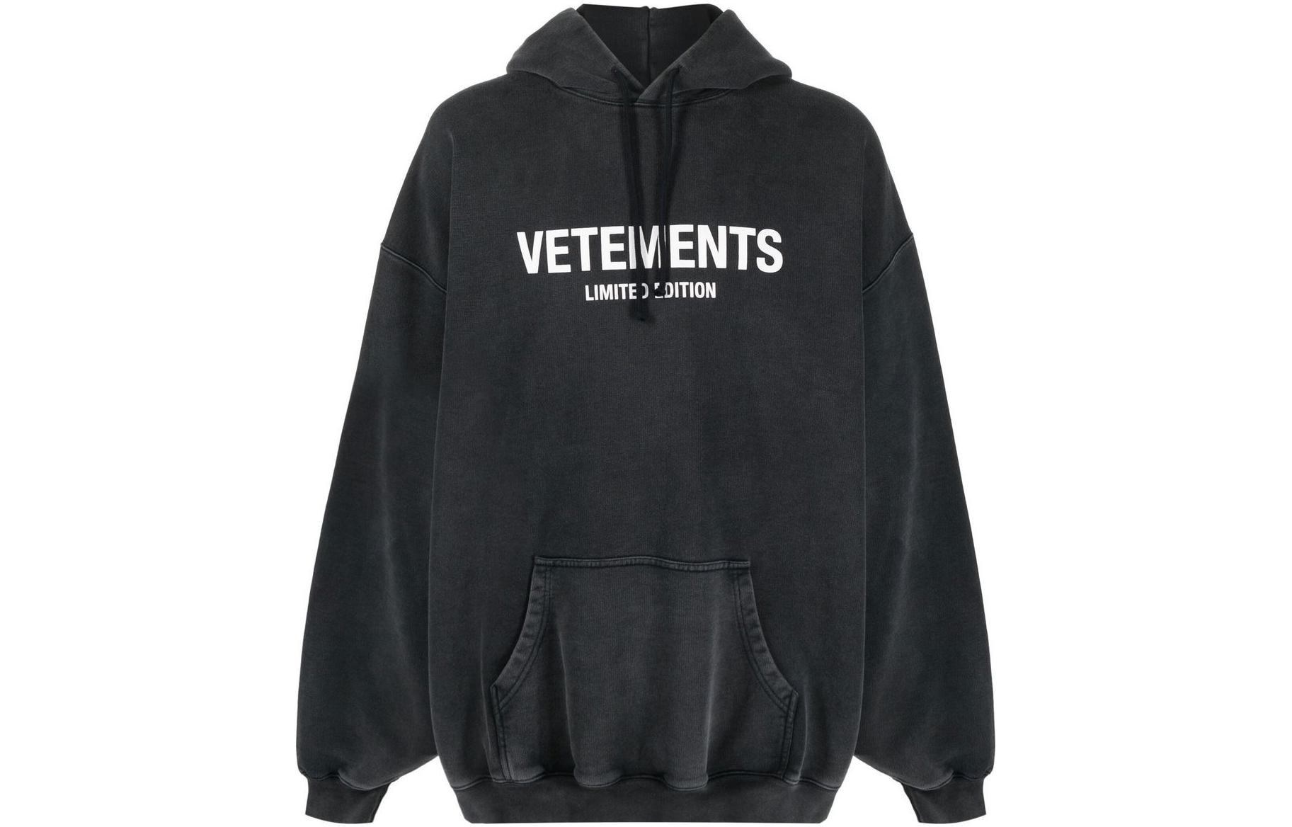 Vetements SS23 Alphabet Logo Print Drawstring Hoodie Black UE63HD720