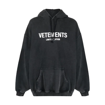 Vetements SS23 Alphabet Logo Print Drawstring Hoodie Black UE63HD720
