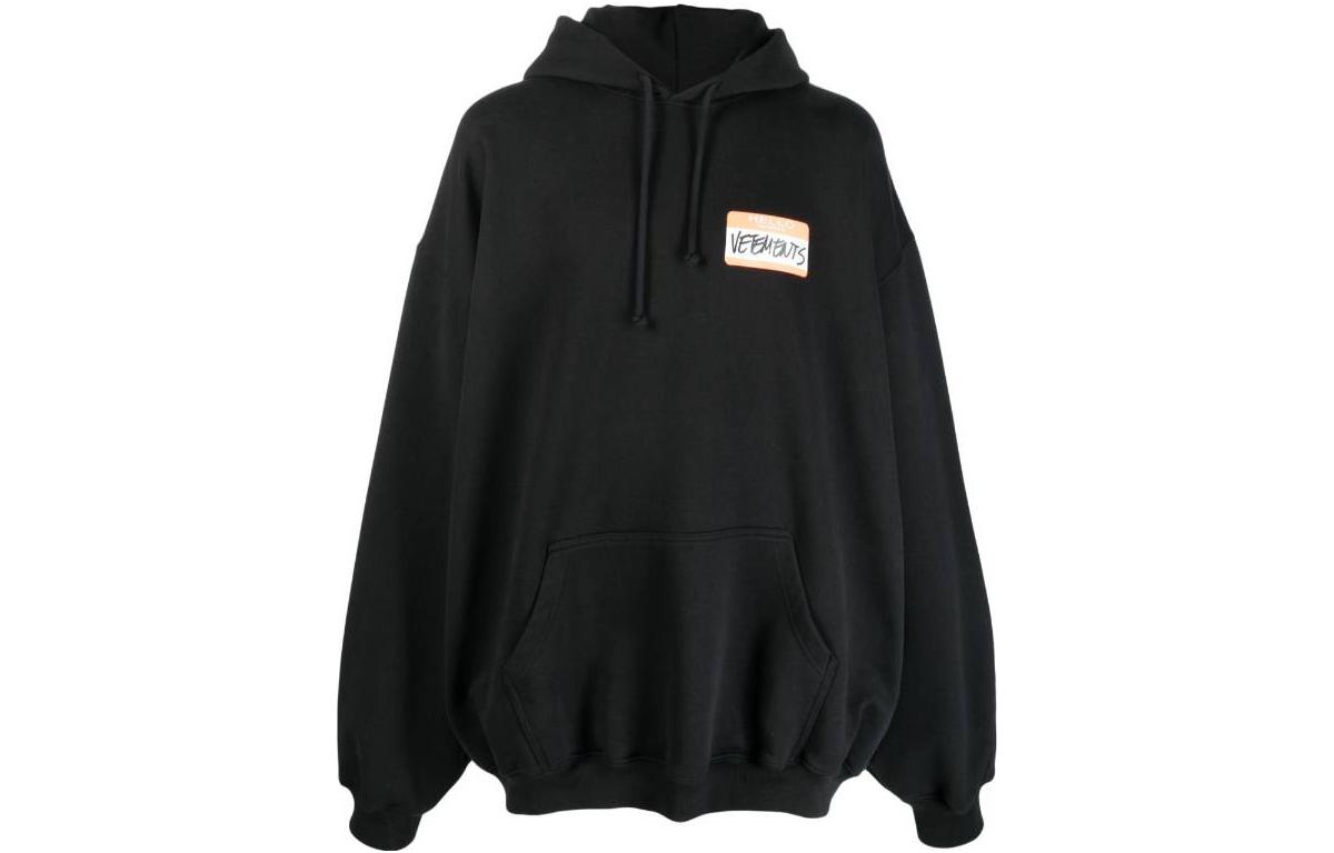 Vetements SS23 Black Letter Print Pullover Hoodie Long Sleeve UE54HD340B-BLACK