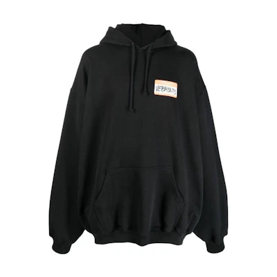 Vetements SS23 Black Letter Print Pullover Hoodie Long Sleeve UE54HD340B-BLACK