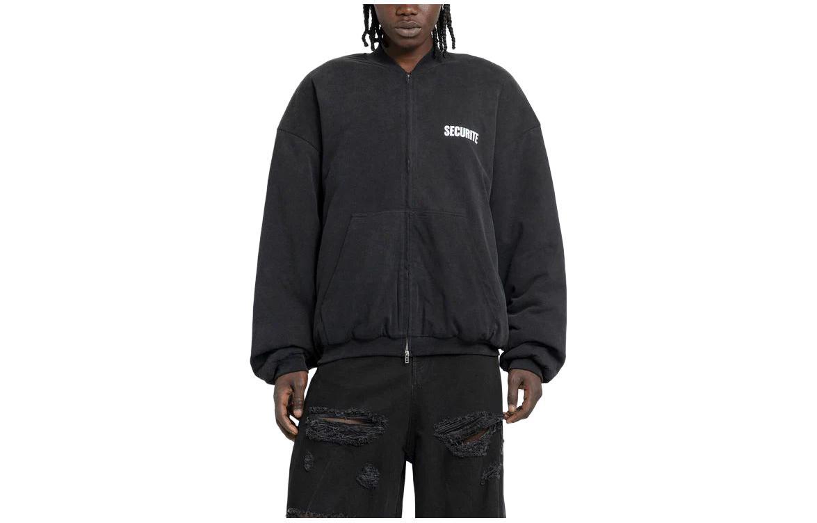 Vetements SS23 Black Loose High-Collar Letter Print Jacket for Men UE54JJ100B1200BLACK