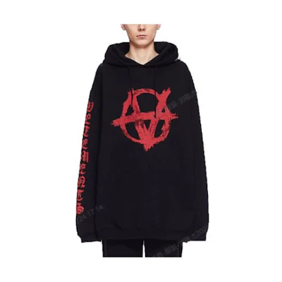 Vetements SS23 Black Printed Hoodie Men SS20TR312-BLACK