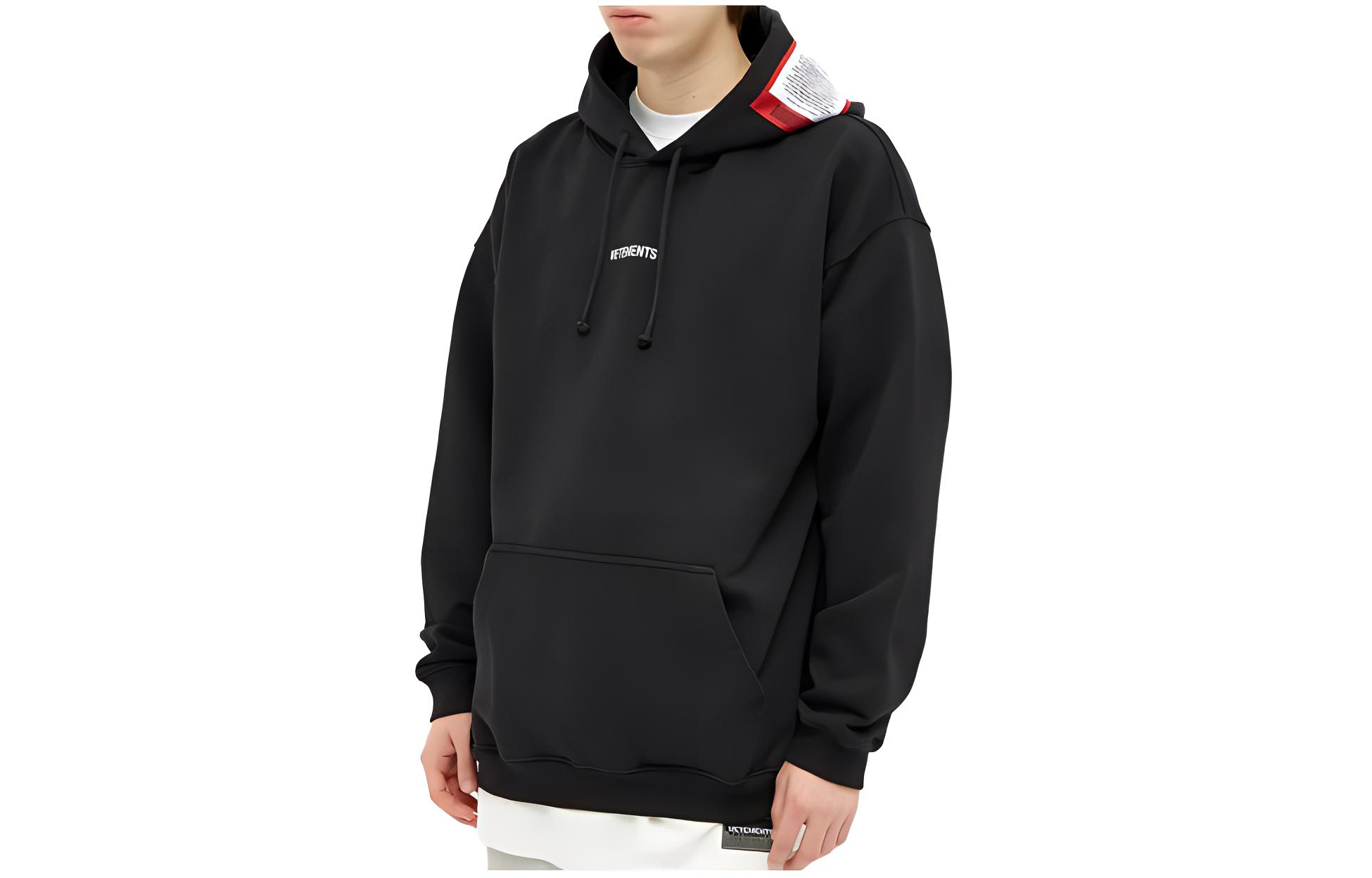 Vetements SS23 Black Solid Color Letter Logo Hoodie - UE51TR550B-BLACK